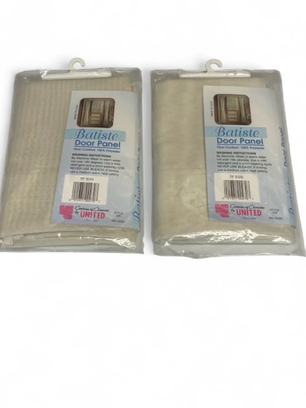 Batiste Door Panels Set of 2 40x72 Egg Sheer Rod Pocket Curtains NWT USA